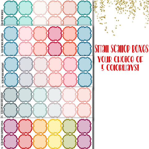 Doodle Small Scallop Box Planner Stickers - PrettyCutePlanner