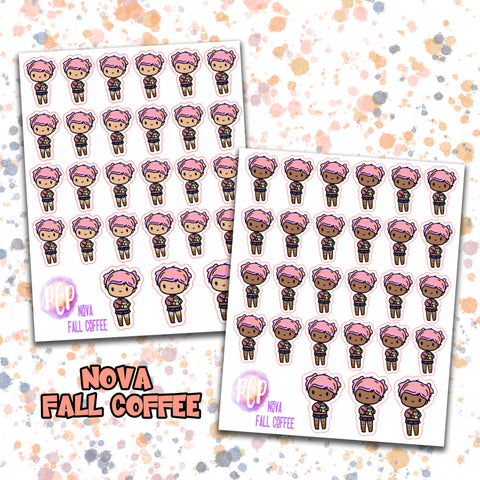 F252 Nova Fall Coffee Doodle Sticker - PrettyCutePlanner