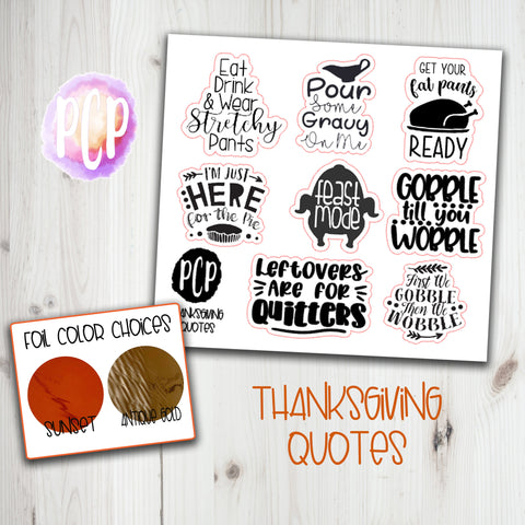 Foil Thanksgiving Quote stickers - PrettyCutePlanner