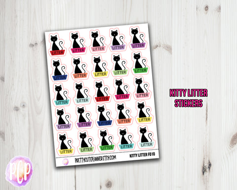 F010 Kitty Litter Reminder Stickers - PrettyCutePlanner