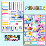 PRINTABLE - Floral Stripes full size vertical Kit - 6 pages