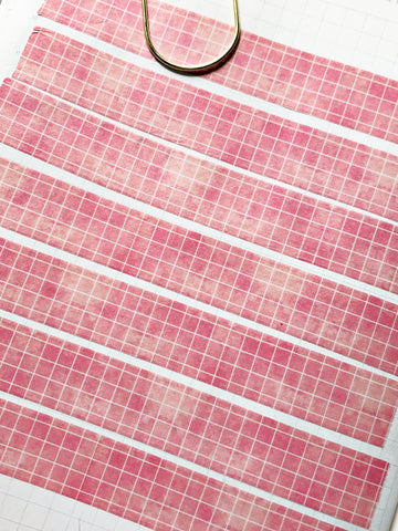 Mottled Coral Grid Washi Tape 15mm
