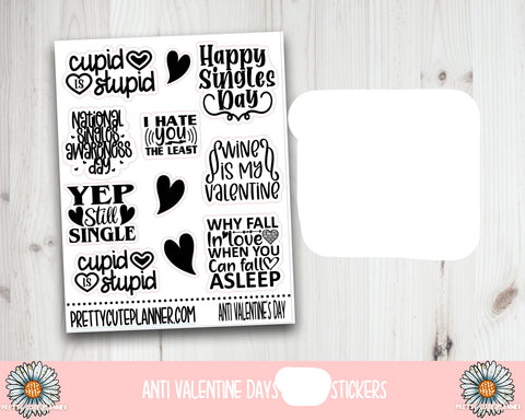 Foil Stickers - Anti Valentine's Day Stickers - PrettyCutePlanner