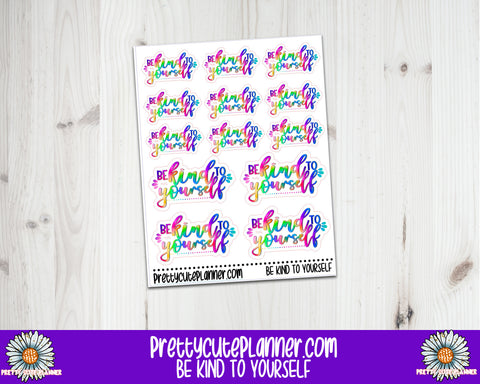 F465 Be Kind to Yourself Planner Stickers - PrettyCutePlanner