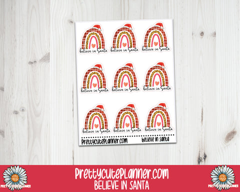 Believe in Santa Rainbow Stickers - PrettyCutePlanner