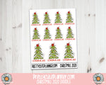 2020 Christmas Tree Doodle Stickers - PrettyCutePlanner