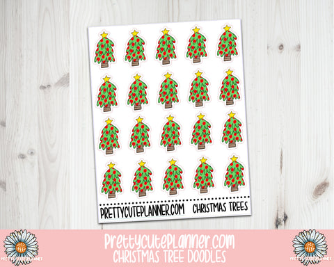 Christmas Tree Doodles - PrettyCutePlanner