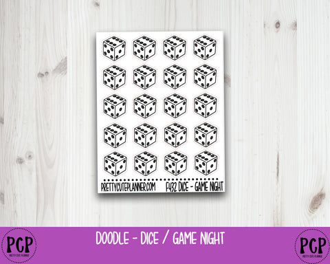 F432 Dice / Game Night Stickers - PrettyCutePlanner