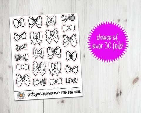 Foil Icon Stickers - Bows - PrettyCutePlanner