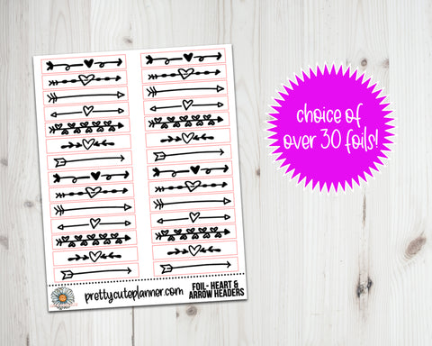 Foil Icon Stickers - Heart and Arrow Headers - PrettyCutePlanner
