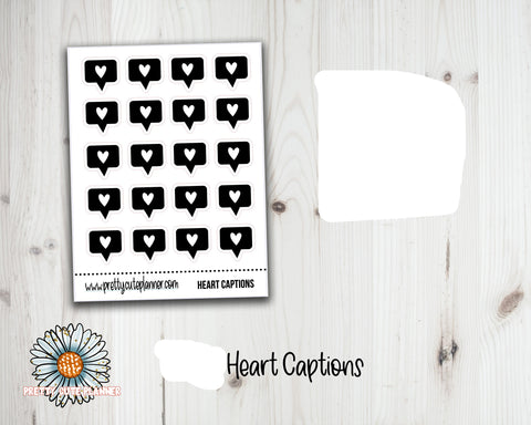 Foil Stickers - Heart Caption Stickers - PrettyCutePlanner