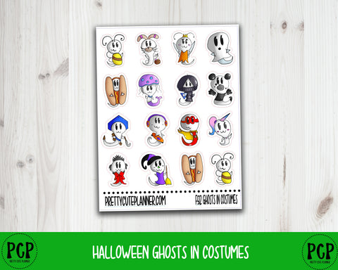 halloween ghosts in costumes planner stickers