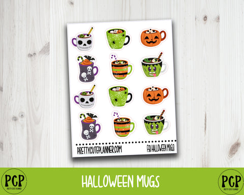 Halloween coffee mugs stickers