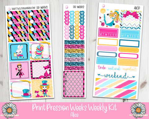 PP038 PP Weeks Alice Weekly Planner sticker kit - PrettyCutePlanner