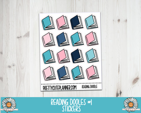 F372 Doodle Reading Book Icons - PrettyCutePlanner