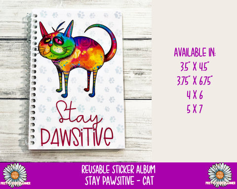 Reusable Sticker Album Be Pawsitive - Cat Version - PrettyCutePlanner