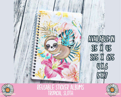 Reusable Sticker Album Tropical Sloth - PrettyCutePlanner