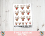 Christmas Rudolf Doodle Stickers - PrettyCutePlanner