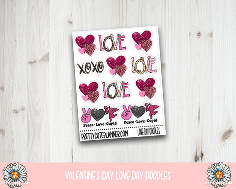 Valentines Day Love Day Doodles - PrettyCutePlanner