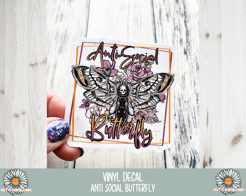 Vinyl Decal - Anti Social Butterfly - PrettyCutePlanner