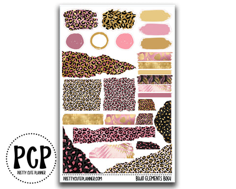 Bujo Pink and Gold Leopard journaling sheet