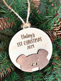 Personalized First Christmas Ornament - Moose Baby's First Christmas - Bear Baby's First Christmas - PrettyCutePlanner