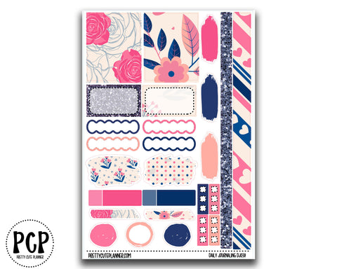 daily journaling sheet pink and blue floral