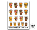 fall coffee cups stickers