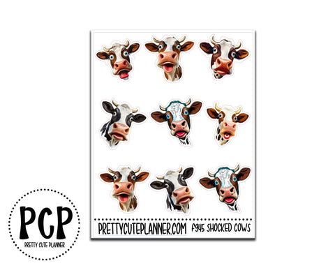 shocked cows deco stickers