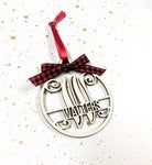 Monogrammed Wooden Christmas Ornament - Laser Cut Personalized Family Ornament - PrettyCutePlanner