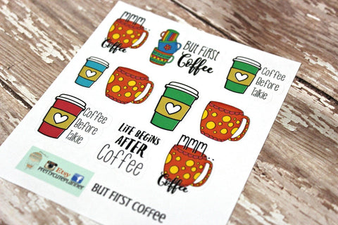F032 But First, Coffee Planner Stickers - PrettyCutePlanner