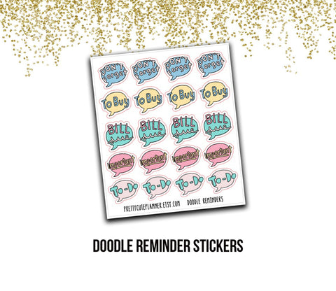 Doodle Reminder stickers - PrettyCutePlanner
