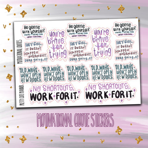 Doodle Motivational Quotes Planner Stickers - PrettyCutePlanner