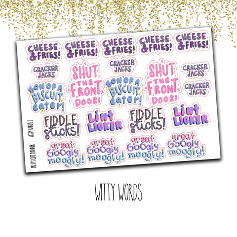 Witty Words Doodle Quotes Planner Stickers Version 1 - PrettyCutePlanner