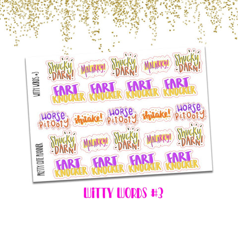 Doodle Witty Words 3 Quotes Planner Stickers - PrettyCutePlanner