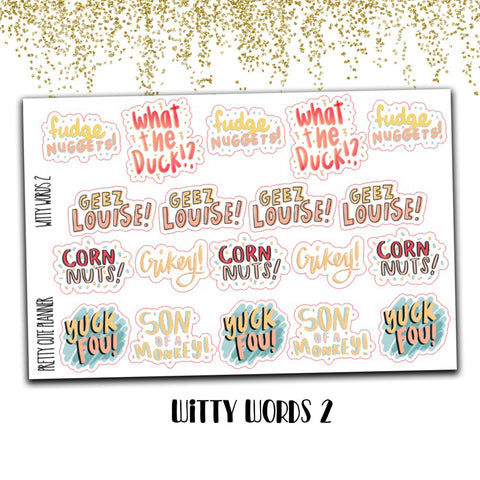 Witty Words 2 Doodle Quotes Planner Stickers - PrettyCutePlanner