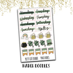 Hand Drawn March Doodle Stickers - PrettyCutePlanner