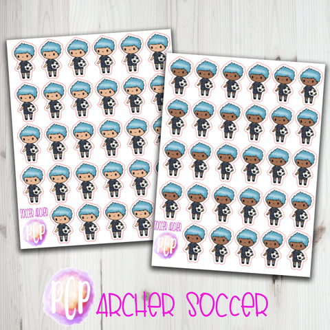 F238 Archer Soccer Doodle Sticker - PrettyCutePlanner