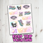F420 Doodle Road Trip Stickers - Road Trip Quotes - PrettyCutePlanner
