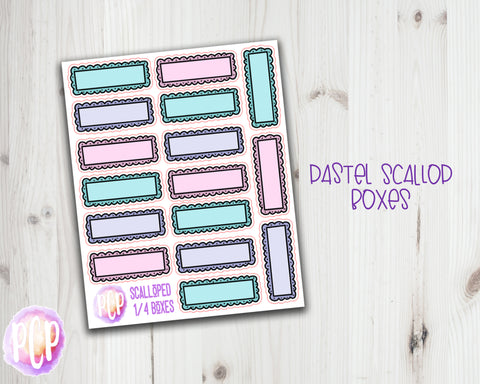 F421 Doodle Pastel scallop boxes - PrettyCutePlanner