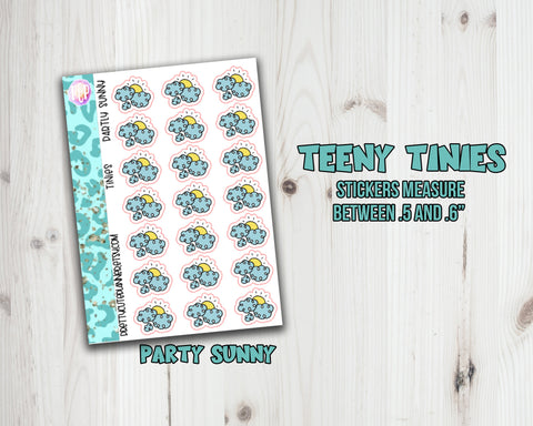 Teeny Tiny Weather Planner Stickers - Partly Sunny - PrettyCutePlanner
