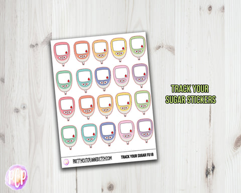 F018 Diabetes Stickers - Glucose Tracking - PrettyCutePlanner