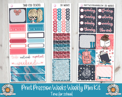 PP039 PP Weeks Time for School Weekly Planner sticker kit - PrettyCutePlanner