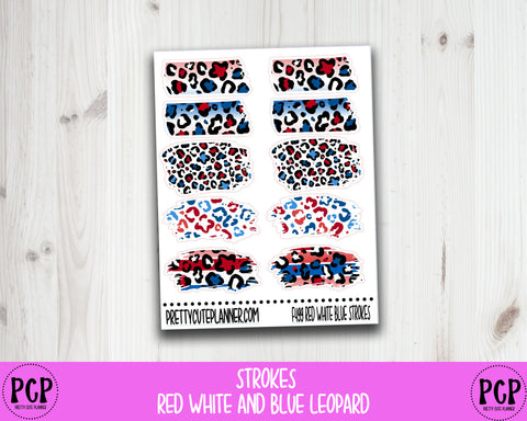 F499 STROKES - RED WHITE AND BLUE LEOPARD - PrettyCutePlanner